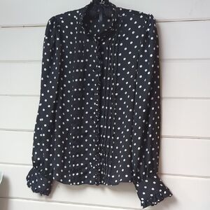 Zara Black Blouse with Cream Polka Dots( Polyester)
